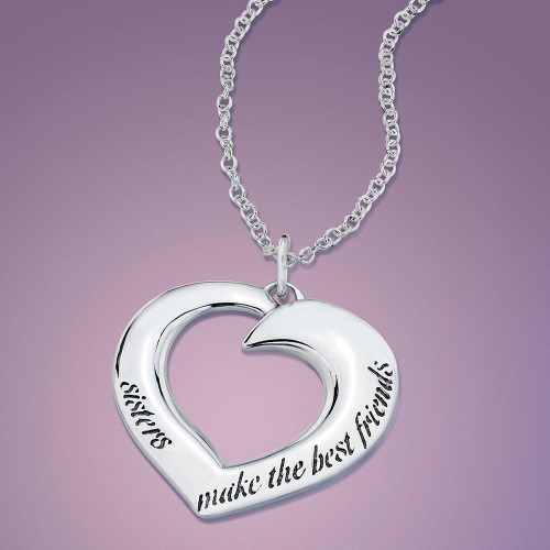 Sisters Make The Best Friends Sterling Silver Necklace - Inspirational Jewelry Photo