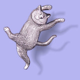 Dancing Cat Sterling Silver Pin - Inspirational Jewelry Photo