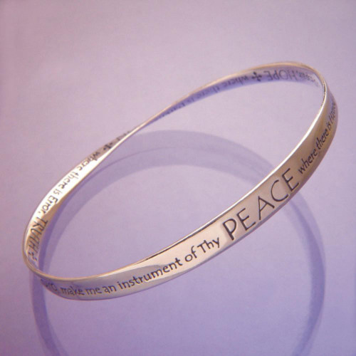 St. Francis' Prayer Peace Sterling Silver Bracelet - Inspirational Jewelry Photo