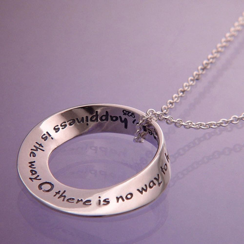 Happiness Is The Way Sterling Silver Necklace - Inspirational Jewelry Photo