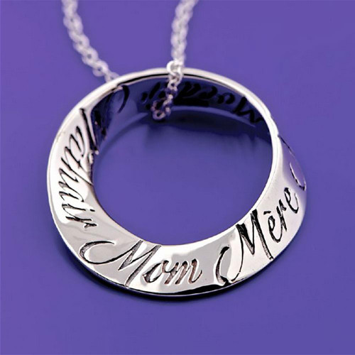 Mom In 10 Languages Sterling Silver Necklace - Inspirational Jewelry Photo