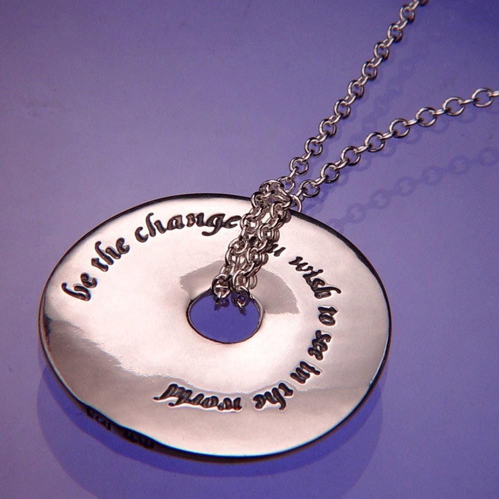 Be The Change Sterling Silver Necklace - Inspirational Jewelry