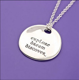 Explore Dream Discover Pebble Sterling Silver Necklace - Inspirational Jewelry Photo