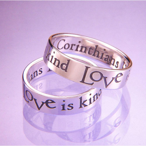 English: Love Is Patient Sterling Silver Ring - Inspirational Jewelry Photo