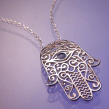 Hamsa Sterling Silver Necklace - Inspirational Jewelry Photo