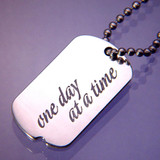 One Day At A Time Sterling Silver Dog Tag - Inspirational Jewelry Photo