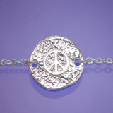 Peace Symbol Sterling Silver Bracelet - Inspirational Jewelry Photo