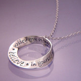 Believe In Yourself Mobius Sterling Silver Necklace - Inspirational Jewelry Photo