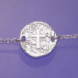 Cross Symbol Sterling Silver Bracelet - Inspirational Jewelry Photo