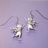 Skating Cat Sterling Silver Earrings - Inspirational Jewelry Photo