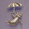 Umbrella Cat Sterling Silver Pin - Inspirational Jewelry Photo