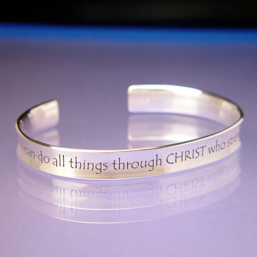 I Can Do All Things Sterling Silver Cuff - Inspirational Jewelry Photo