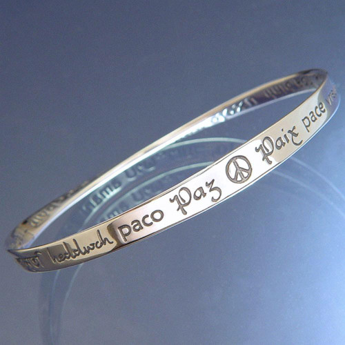 Peace In Forty Languages Sterling Silver Bracelet - Inspirational Jewelry Photo
