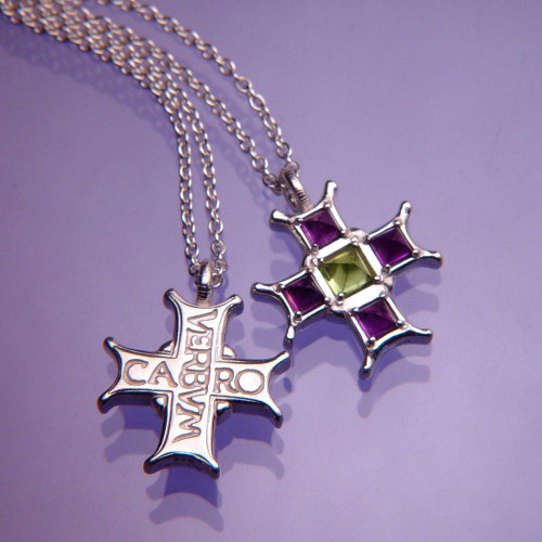 Verbum Caro Cross Sterling Silver Necklace - Inspirational Jewelry Photo