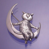 Moon Cat Sterling Silver Pin - Inspirational Jewelry Photo