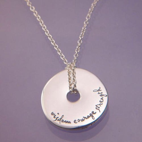 Wisdom Courage Strength Sterling Silver Necklace - Inspirational Jewelry Photo