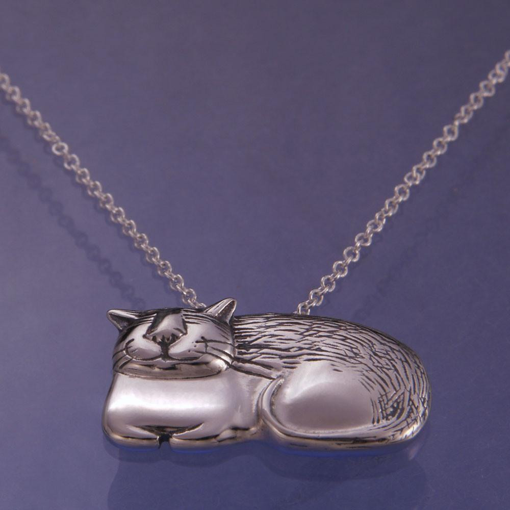 Cozy Cat Sterling Silver Necklace - Inspirational Jewelry