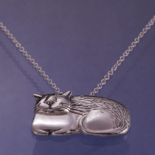 Cozy Cat Sterling Silver Necklace - Inspirational Jewelry Photo