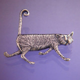 Stripey Cat Sterling Silver Pin - Inspirational Jewelry Photo
