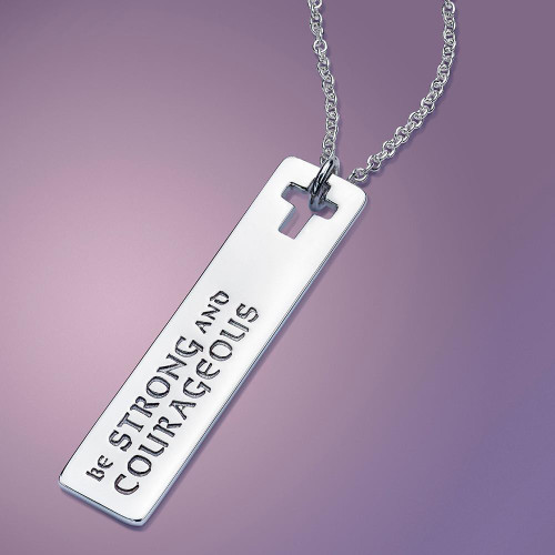 Strong & Courageous Sterling Silver Necklace - Inspirational Jewelry Photo