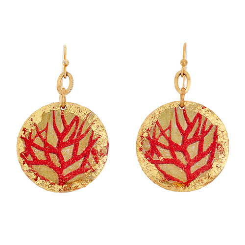 Red Coral Disc Earrings - Museum Jewelry - Museum Company Photo
