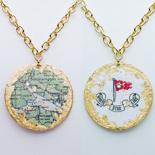 Titanic Map Pendant - Double Sided - Museum Jewelry - Museum Company Photo