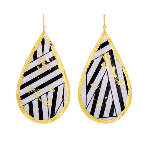 Wrapped Ribbon Teardrop Earrings - Black - Museum Jewelry - Museum Company Photo