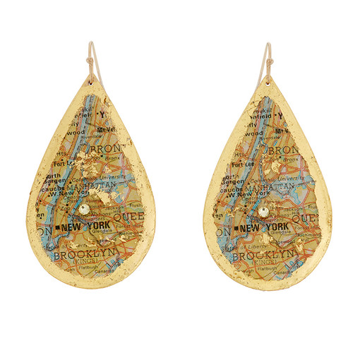 New York City Map Teardrop Earrings - Museum Jewelry - Museum Company Photo