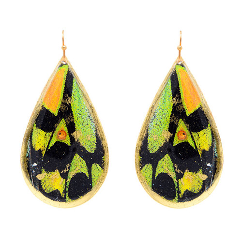 Green Orange Butterfly Teardrop Earrings - Museum Jewelry - Museum Company Photo