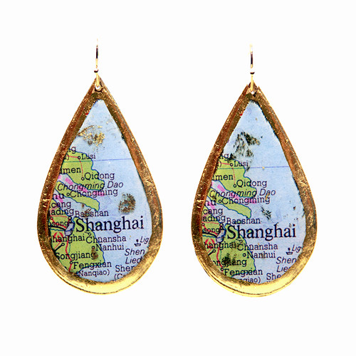 Shanghai Map Teardrop Earrings - Museum Jewelry - Museum Company Photo