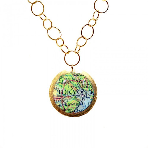 Tokyo/Sydney Double-Sided Map Pendant - Museum Jewelry - Museum Company Photo