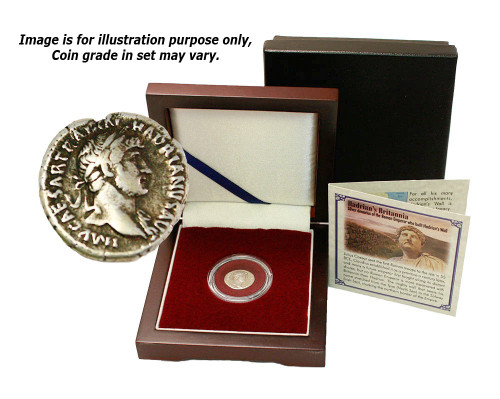 Genuine Antique Coin : Silver Denarius of the Roman Emperor Hadrian who Built Hadrian's Wall - Museum Store Company Photo