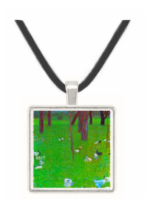 After the rain (garden with chickens in St. Agatha) by Klimt -  Museum Exhibit Pendant - Museum Company Photo