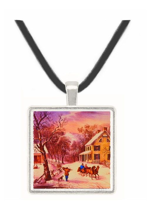 American Homestead Winter - Currier and Ives -  Museum Exhibit Pendant - Museum Company Photo