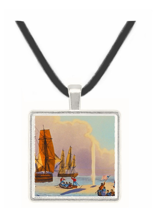 Boats Approaching a Whale - J.H. Clark -  Museum Exhibit Pendant - Museum Company Photo