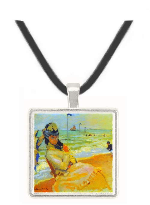 Camille on the beach at Trouville by Monet -  Museum Exhibit Pendant - Museum Company Photo