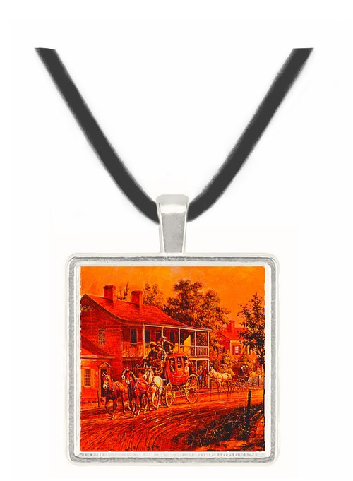 Coach Coming around the Bend - Edward Lamson Henry -  Museum Exhibit Pendant - Museum Company Photo