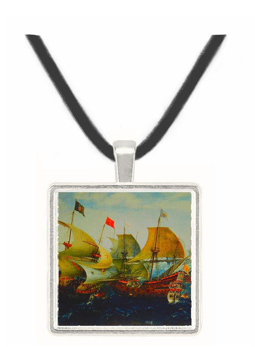 Dutch and English Warships in Battle... - Aart van Antum -  Museum Exhibit Pendant - Museum Company Photo