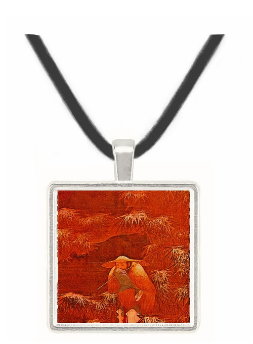 Fishing on a Snowy Day - unknown artist -  Museum Exhibit Pendant - Museum Company Photo