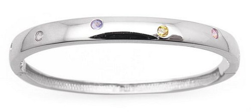 Musology(tm) - High Polished Bangle with Multi-Color Stones - Photo Museum Store Company
