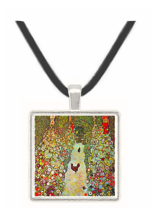 Garden Path with Chickens by Klimt -  Museum Exhibit Pendant - Museum Company Photo