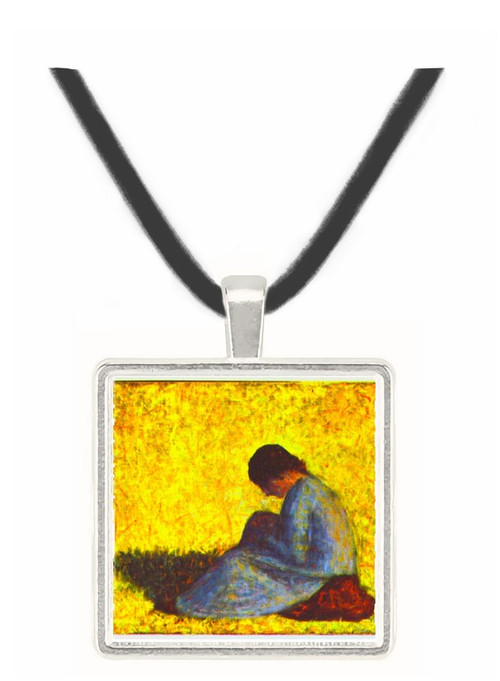 Girl seated on the lawn by Seurat -  Museum Exhibit Pendant - Museum Company Photo