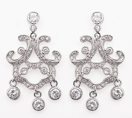 Chandelier Earrings with 4MM Round Stones - Photo Museum Store Company