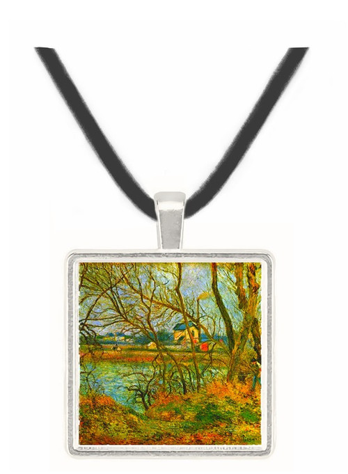 Grey day on the banks of the Oise at Pontoise by Pissarro -  Museum Exhibit Pendant - Museum Company Photo