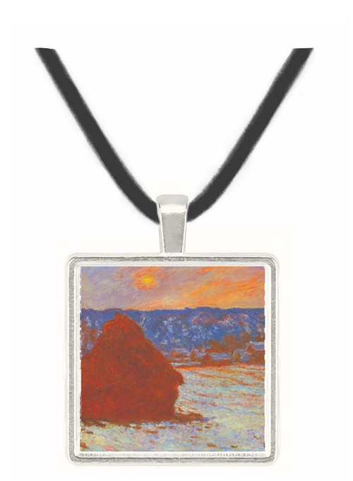 Haystacks, snow, covered the sky by Monet -  Museum Exhibit Pendant - Museum Company Photo