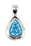 Light Blue Millefiori - Murano Glass Drop Pendant - Photo Museum Store Company