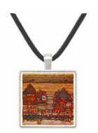 Houses with laundry lines and suburban by Schiele -  Museum Exhibit Pendant - Museum Company Photo