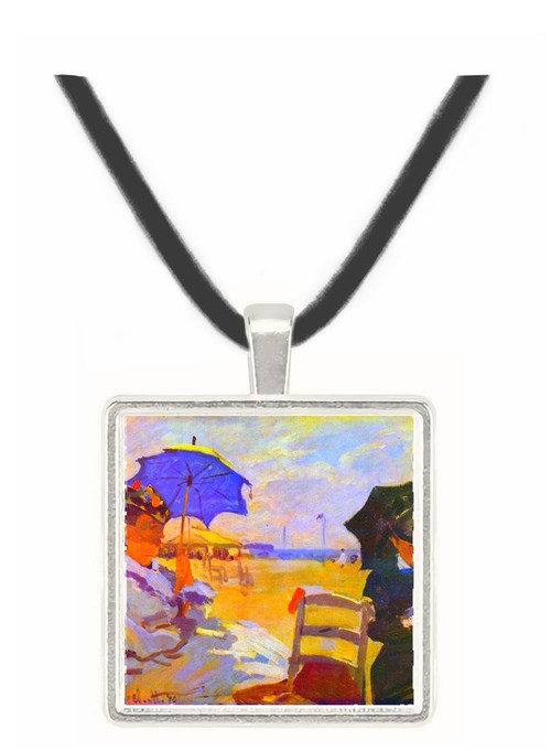 On the beach at Trouville by Monet -  Museum Exhibit Pendant - Museum Company Photo