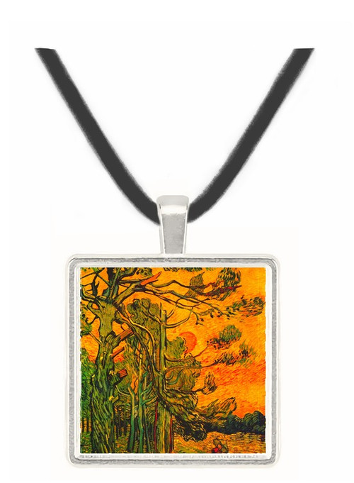 Pine Trees against a Red Sky with Setting Sun -  Museum Exhibit Pendant - Museum Company Photo