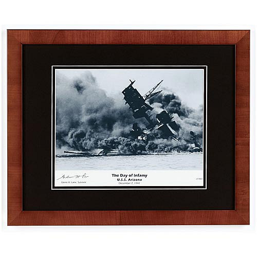 USS Arizona Day of Infamy Photograph Signed by Survivor Glenn Lane - Photo Museum Store Company